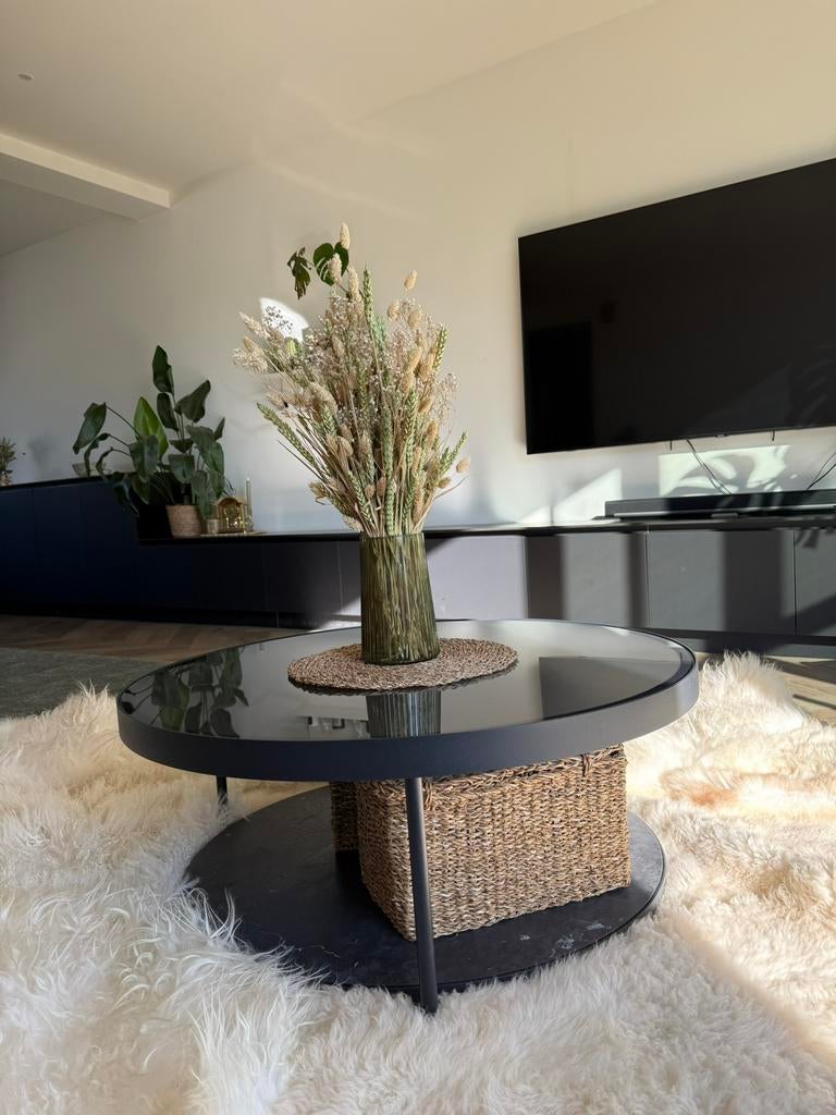 IKEA salontafel set (2-delig) – zwart met glas, Huis en Inrichting, Tafels | Salontafels, Zo goed als nieuw, Glas, Ophalen