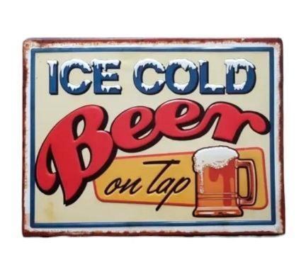 ICE COLD BEER metalen decoratie bord SALE SALE SALE, Verzamelen, Merken en Reclamevoorwerpen, Nieuw, Reclamebord, Ophalen of Verzenden