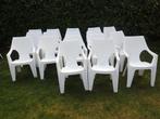 Nog 7 witte tuinstoelen met hoge rug zitting; 1 jaar oud, Tuin en Terras, Ophalen, Gebruikt, Kunststof, Stapelbaar