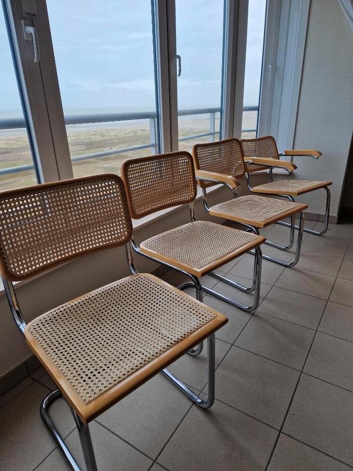 Zes Vintage Rotan eetkamerstoelen, Huis en Inrichting, Stoelen, Gebruikt, Vijf, Zes of meer stoelen, Hout, Riet of Rotan, Bruin