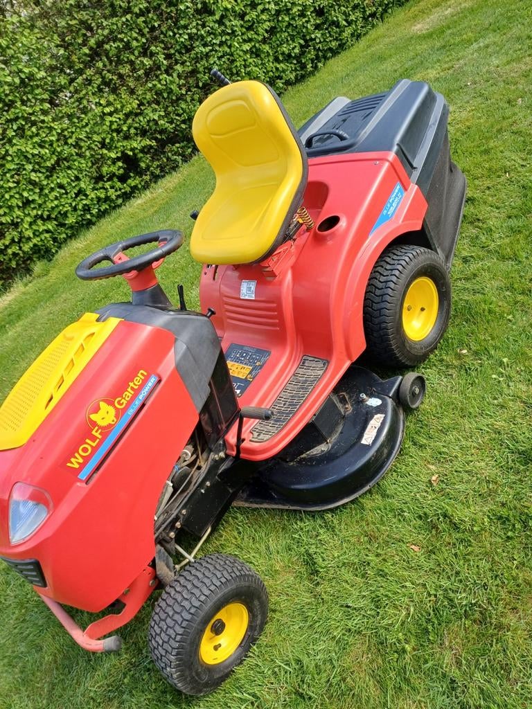 Zitmaaier Wolf Garten, Jardin & Terrasse, Tondeuses autoportées, Comme neuf, 90 à 120 cm, Bac de ramassage, Enlèvement