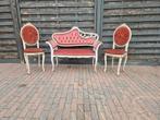 Prachtige Louis XV salonset – bankje + 2 stoelen – massief, Ophalen, Hout
