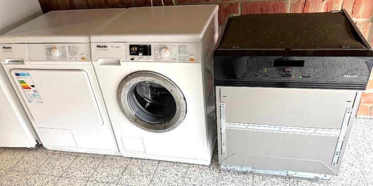 MIELE wasmachine + MIELE condensdroogkast, Elektronische apparatuur, Wasmachines, Zo goed als nieuw, Voorlader, 6 tot 8 kg, Minder dan 85 cm