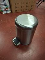 Seau à pédale couleur acier, poubelle de toilette, 5 litres, Maison & Meubles, Inox, À pédale, Moins de 10 litres, Moins de 50 cm