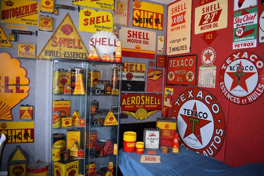 vends plaque émaillée bidon huile, Collections, Enlèvement ou Envoi, Utilisé, Panneau publicitaire