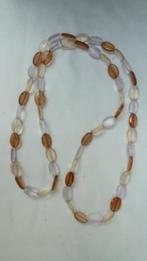 collier halsketting in kunsstof bruin, Handtassen en Accessoires, Kettingen, Ophalen of Verzenden, Zo goed als nieuw, Beige, Kunststof