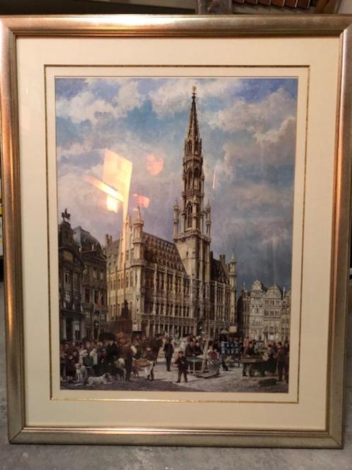 Beaux  tableaux de Bruxelles  82 x 101 cm sous verre, Antiek en Kunst, Kunst | Schilderijen | Klassiek, Ophalen