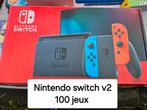 Nintendo switch v2 avec 100 jeux, Comme neuf, Enlèvement ou Envoi