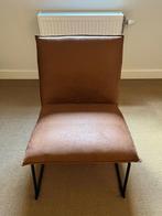 Te koop: Cognac kleurige fauteuil 1,5 zit, Nieuw, Minder dan 75 cm, Metaal, 50 tot 75 cm