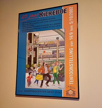 Ingekaderde poster 25 jaar Kiekeboe Gent Zuid - GESIGNEERD! beschikbaar voor biedingen