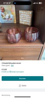 Set 2 theelichthouders bruin, Ophalen of Verzenden, Bruin