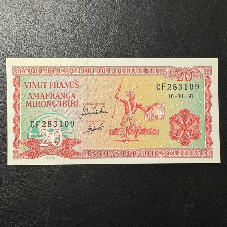 Burundi - 20 Francs 1991 - P 27c - UNC - 275, Postzegels en Munten, Bankbiljetten | Afrika, Los biljet, Burundi, Verzenden