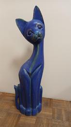 grande sculpture en bois d'un chat bleu de 82 cm, Enlèvement ou Envoi