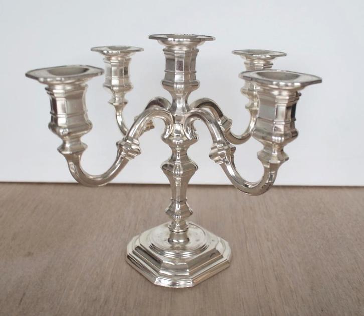 BMF chandelier à 5 branches, argenté , vintage 70-80, Antiquités & Art, Antiquités | Bougeoirs, Argent, Enlèvement ou Envoi