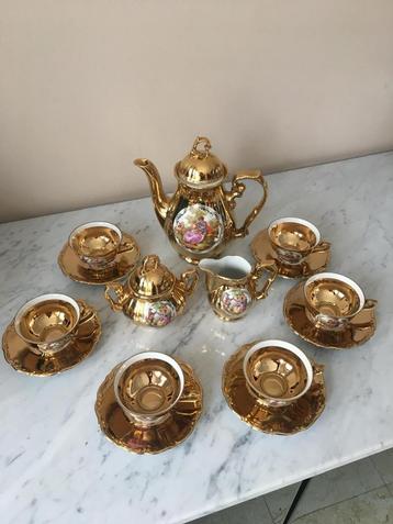 Service à café porcelaine de vieux Karlsbad doré 22 carats