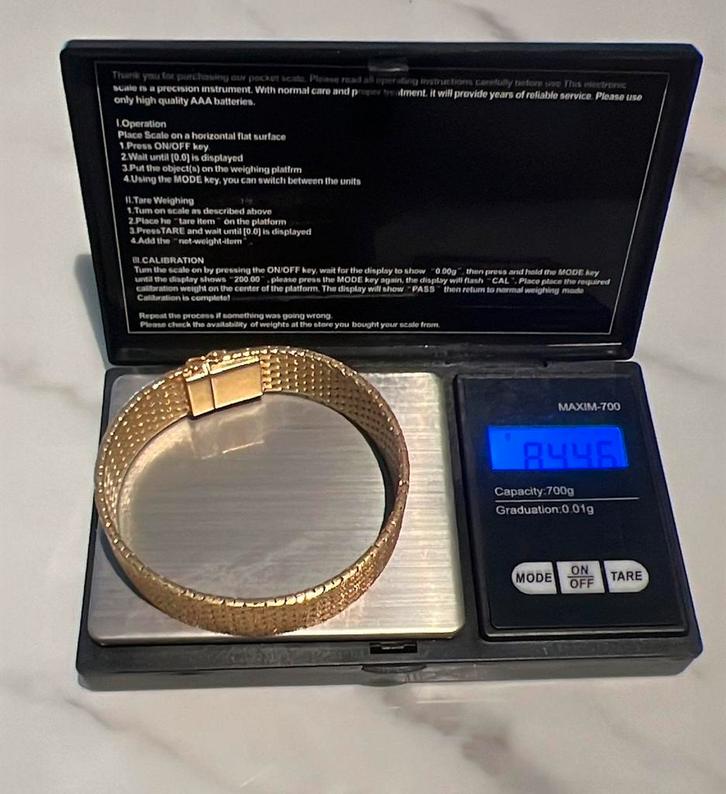 Bracelet Or 18K, Handtassen en Accessoires, Armbanden, Zo goed als nieuw, Goud, Geel, Ophalen