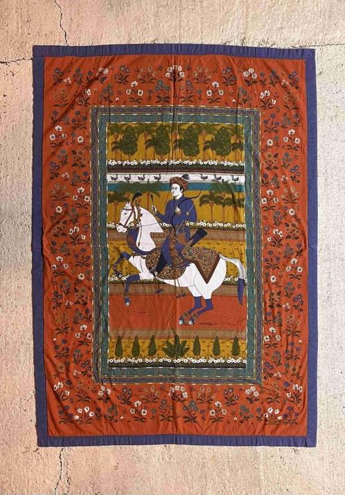 Grand foulard woonkleed Arabische ruiter te paard 187/128, Huis en Inrichting, Woonaccessoires | Plaids en Woondekens, Gebruikt