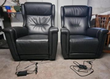 2 elektrische relaxen zwart leder beschikbaar voor biedingen