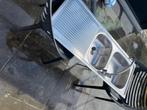 Dubbele inox wasbak met kraan en afvoer, Ophalen, Gebruikt, Staal of Inox, Overige kleuren