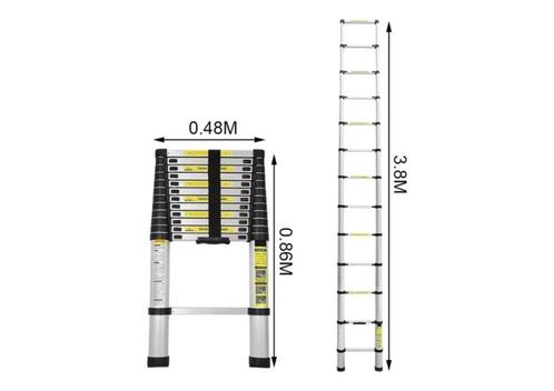 Telescoopladder | 3.8 meter | NIEUW uit voorraad leverbaar!, Doe-het-zelf en Bouw, Ladders en Trappen, Nieuw, Ladder, 2 tot 4 meter