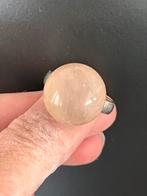 Bague ancienne vintage rose quartz et argent, Argent, Bague