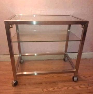Meuble TV Hi-Fi vintage métal et verre 80s  beschikbaar voor biedingen