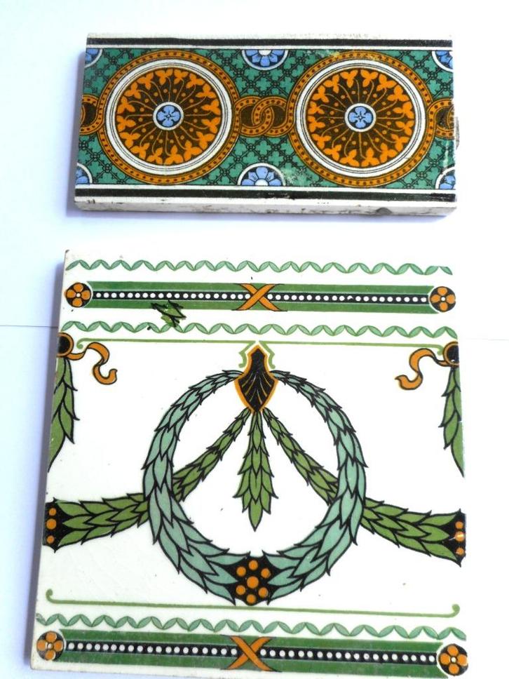 BOCH aardewerk - Art Nouveau-tegel en fries -, Antiek en Kunst, Antiek | Keramiek en Aardewerk, Ophalen of Verzenden