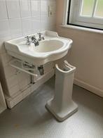 Vintage lavabo op zuil met bijhorende kranen, Bricolage & Construction, Sanitaire, Pierre, Lavabo, Enlèvement, Utilisé