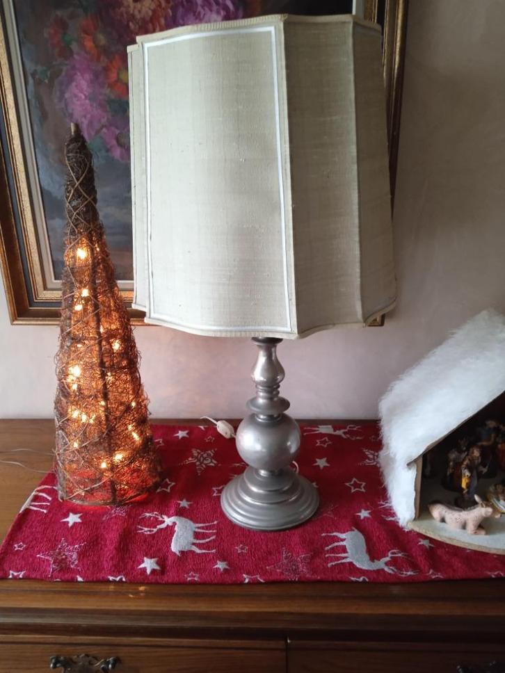 Lampenkap met tinnen voet, Huis en Inrichting, Lampen | Lampenkappen, Overige kleuren, Ophalen