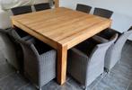 vierkante houten eettafel 8 personen, Huis en Inrichting, Tafels | Eettafels, Ophalen, Gebruikt, 150 tot 200 cm, Vierkant