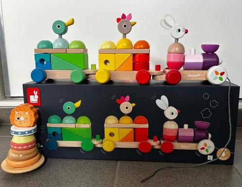 Houten trein merk Janod, Kinderen en Baby's, Speelgoed | Houten speelgoed, Zo goed als nieuw, Duw- of Trekspeelgoed, Ophalen of Verzenden