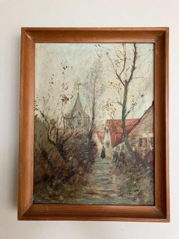 Schilderwerkje 'De Boswandeling' van J. Clemens - 1958 beschikbaar voor biedingen