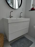 Ruim wit badkamermeubel met dubbele wastafel, Minder dan 100 cm, 25 tot 50 cm, 100 tot 150 cm, Gebruikt