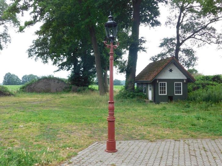 Forse Lantaarnpaal - 320 cm - Gietijzer Menie Ruw met Zwarte, Tuin en Terras, Buitenverlichting, Aluminium, Ophalen of Verzenden