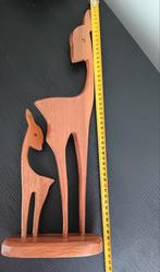 Vintage teak sculptuur hert en bambi xa 48 cm hoog, Enlèvement ou Envoi