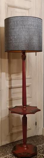 Old handpainted Chinoiserie staanlamp met nieuw zijden kap, Huis en Inrichting, Ophalen, Gebruikt, Hout, 200 cm of meer