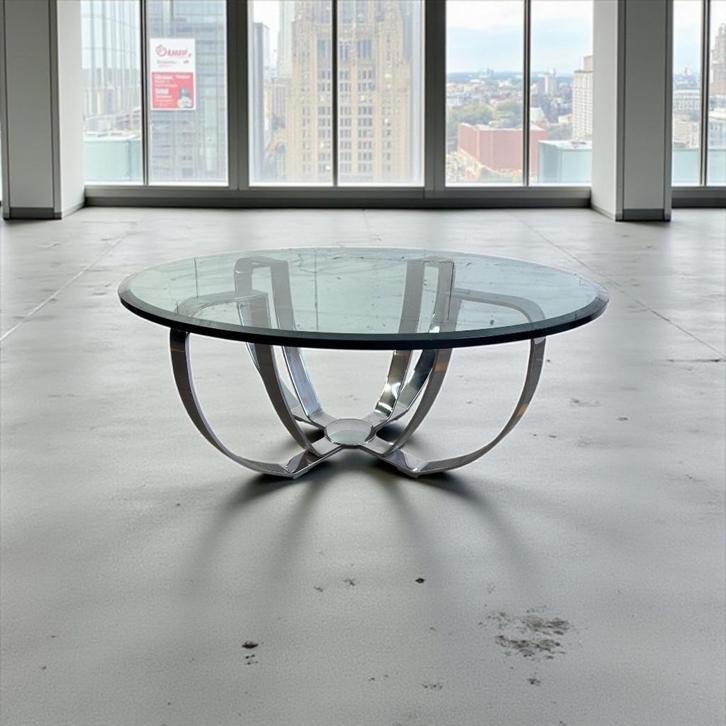 Vintage chromen coffee table / salontafel, Antiek en Kunst, Antiek | Meubels | Tafels, Ophalen of Verzenden