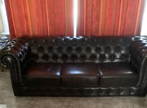drie zit zetel chesterfield L 2,15 Br 89 cm, Huis en Inrichting, Zetels | Zetels, Gebruikt, Rechte bank, 200 tot 250 cm, 75 tot 100 cm
