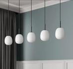 Hanglamp, 5-lamps, glas opaal, Huis en Inrichting, Lampen | Hanglampen, Ophalen, Gebruikt, Glas