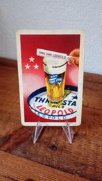 Brasserie bière ancienne carte à jouer Léopold Three Start, Collections, Marques de bière, Panneau, Plaque ou Plaquette publicitaire