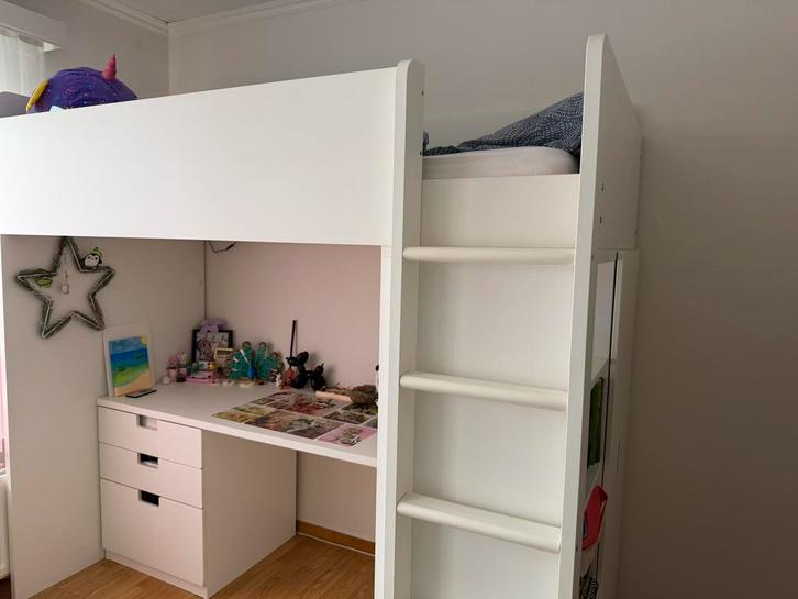 Hoogslaper wit, Kinderen en Baby's, Kinderkamer | Stapelbedden en Hoogslapers, Zo goed als nieuw, Hoogslaper, Ophalen