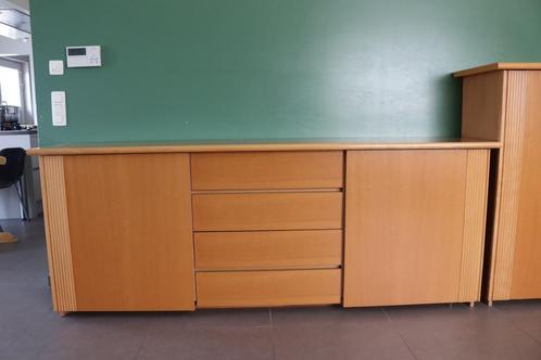 Dressoir in massief beuk, Huis en Inrichting, Kasten | Dressoirs, Gebruikt, 200 cm of meer, 50 tot 75 cm, Met lade(s), Met deur(en)
