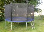 Trampoline 366 cm met veiligheidsnet blauw tot 150 kg, Ophalen, Zo goed als nieuw