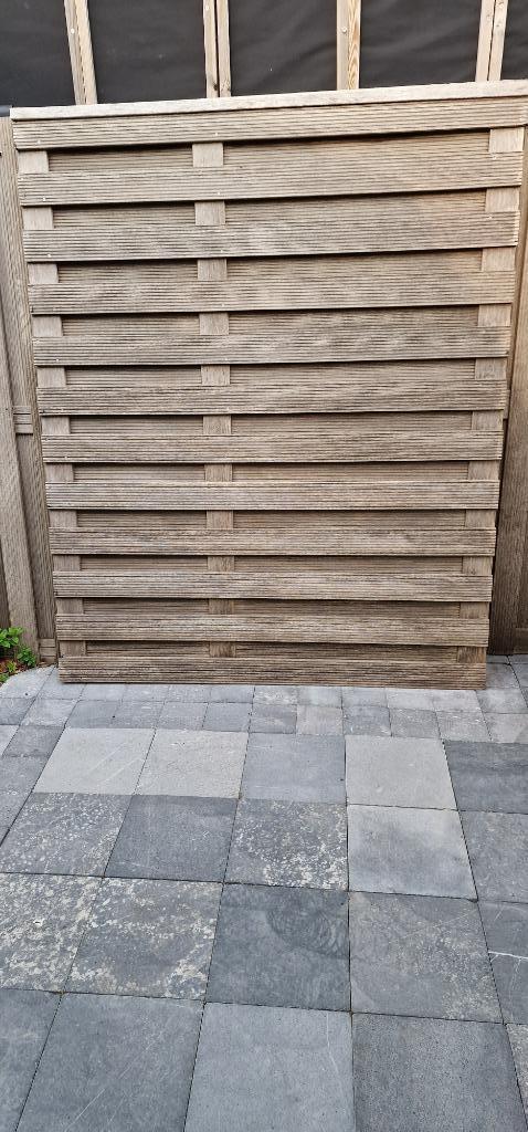 Tuinschermen Bankirai met hardhouten palen, Tuin en Terras, Tuinschermen, Zo goed als nieuw, Hout, 150 tot 200 cm, Ophalen