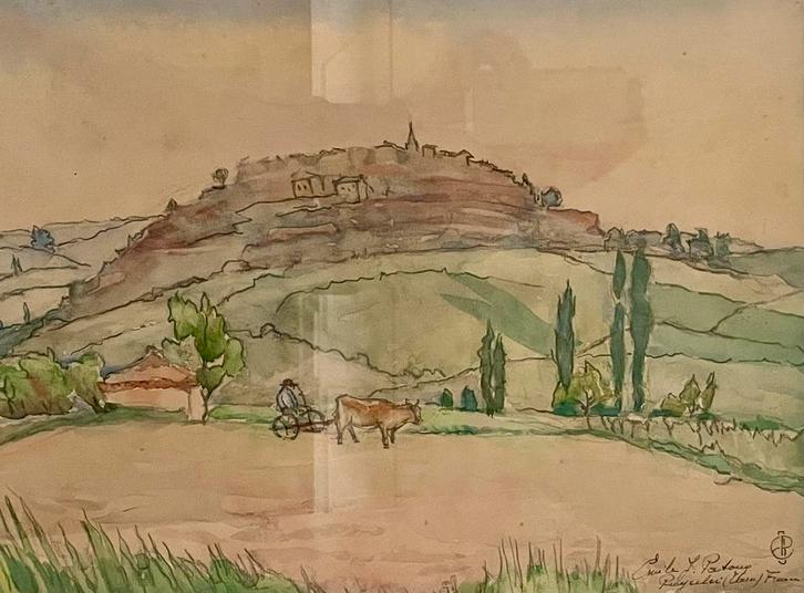 Emile J. Patoux - Aquarel - Landschap Frankrijk - 40 x 30 cm, Antiek en Kunst, Kunst | Schilderijen | Modern, Ophalen of Verzenden