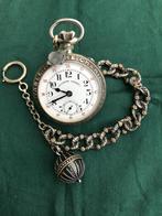 Roskopf Patent Zeldzaam Zakhorloge, Ophalen, Zilver, Zakhorloge, Met ketting