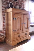 Massief eiken kast, Ophalen, 100 tot 150 cm, Eikenhout, Landelijk