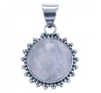 Maansteen hangertje van zilver, klassiek rond model, Ophalen of Verzenden, Nieuw, Zilver, Zilver