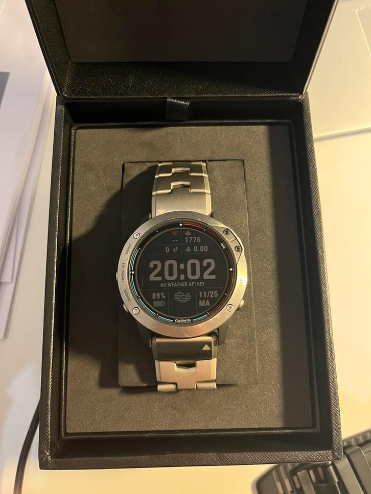 Garmin Quatix 6x solar - Titane, Handtassen en Accessoires, Sporthorloges, Gebruikt, iOS, Zwart, Afstand, Conditie, GPS, Hartslag