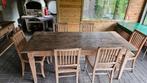 Teak tafel en stoelen, Tuin en Terras, Ophalen, Gebruikt, 6 zitplaatsen, Teakhout